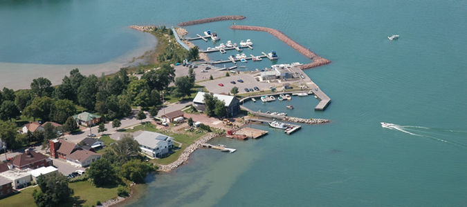 Richards landing marina overhead photo